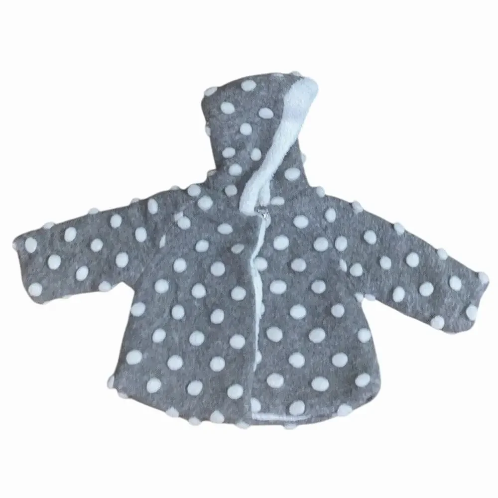 Gray Hooded Jacket Fleece Hoodie 9-12 Months Baby Infant White Polka Dots Girl